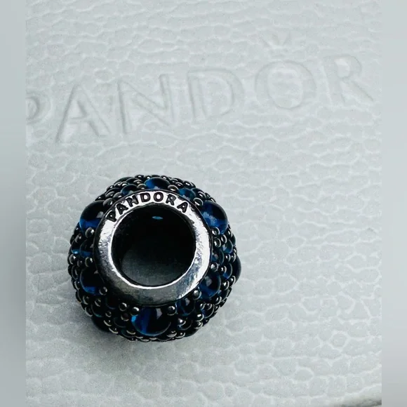 Authentic Retired Pandora Shimmering Droplets with London Blue Crystal S925 Ale - Picture 10 of 12